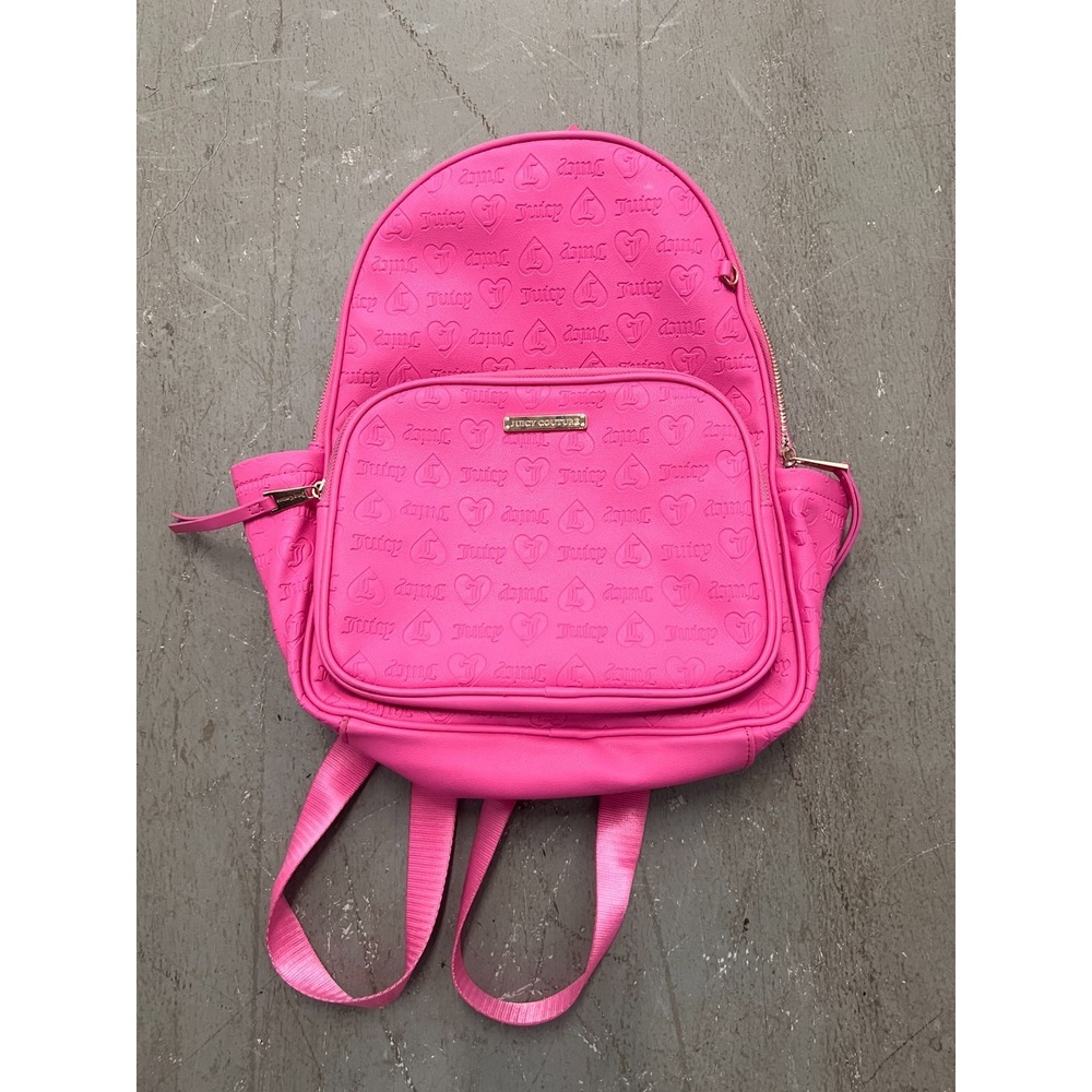 Juicy Couture Wordplay Backpack Womens Pink Debossed Logo Shoulder Bag See Pics